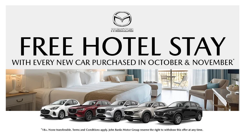 Mazda Free Hotel Stay with every new car purchase