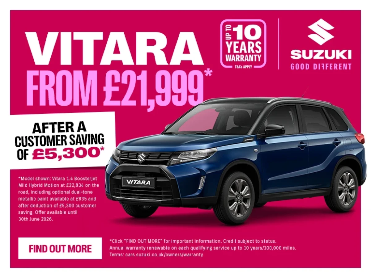 Suzuki Vitara Current Retail Offer From £21,999 Save £5,300