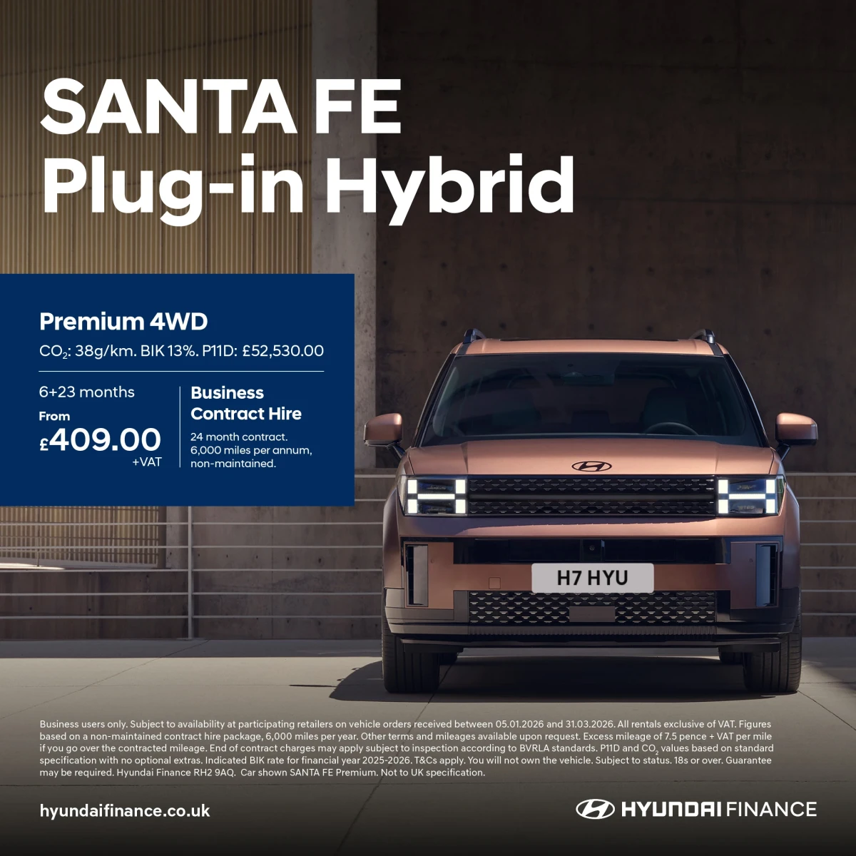 SANTA FE Hybrid Plug-In Hybrid Business Contract Hire Offer
