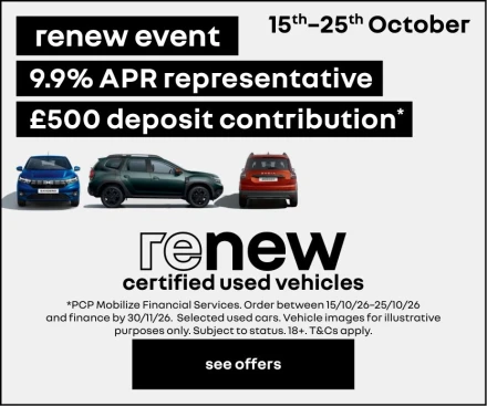 Dacia Renew Used Car Event – 15th to 25th October 2026