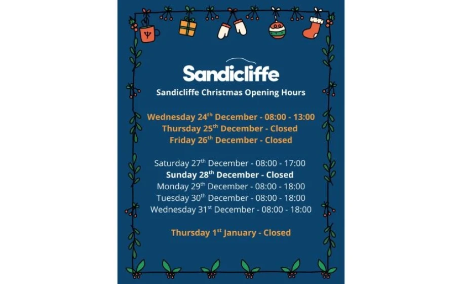Sandicliffe Christmas & New Year Opening Hours 2025