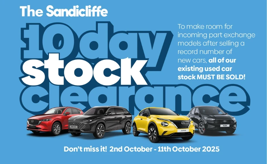 Sandicliffe 10-Day Stock Clearance Event – 2nd to 11th October Savings on All Used Cars and Vans